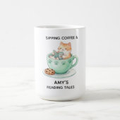 Tasse de lecture personnalisée avec nom de chat co (Centre)