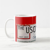 Tasse de logo d'anniversaire d'auberge d'Usonian (Gauche)