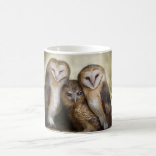 Tasse de lune de trois hiboux