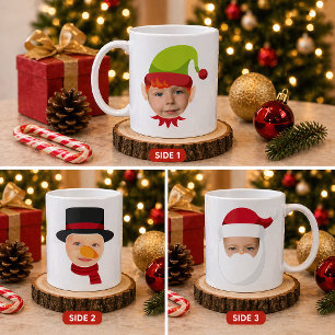 Tasse de lutin et de Père Noël aux visages drôles