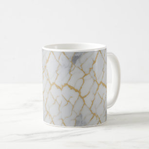 Tasse de luxe en marbre blanc et veines d'or