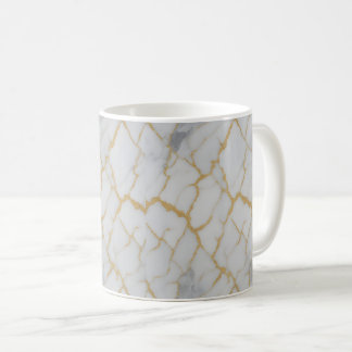 Tasse de luxe en marbre blanc et veines d'or