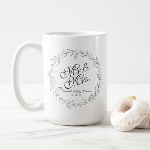 Tasse de M. et de Mme Simple Floral Wedding