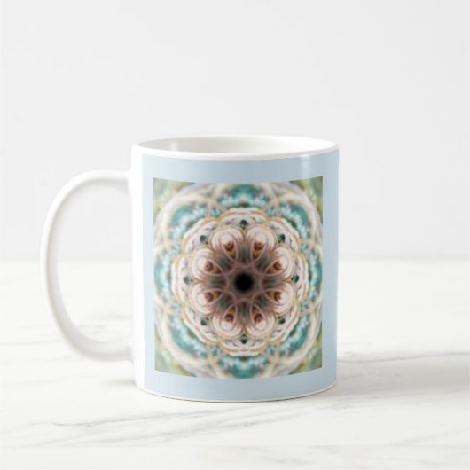 Tasse de mandala de Shell de turquoise avec la (Gauche)