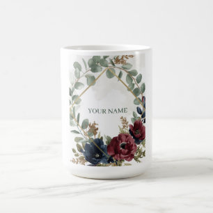 Tasse de mariage à fleurs Bourgogne Navy humeur