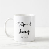 Tasse de mariage noir et blanc de Matrone d'honneu (Gauche)