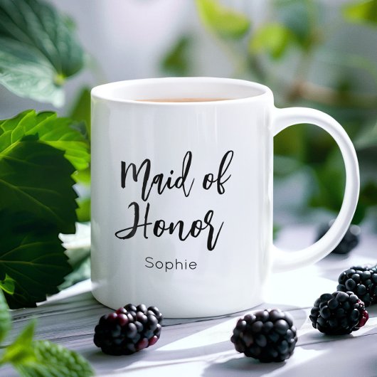 Tasse de mariage noir et blanc Demoiselle d'honneu