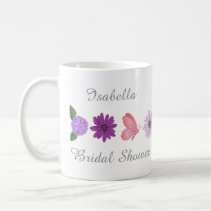 Tasse de mariage papillon et floral, nom personnal