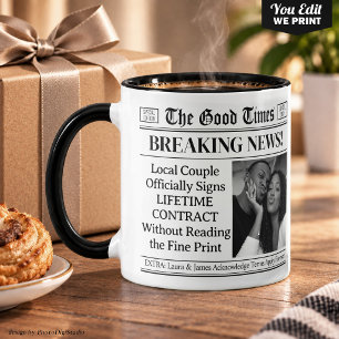 Tasse de mariage personnalisée, journal cadeau de