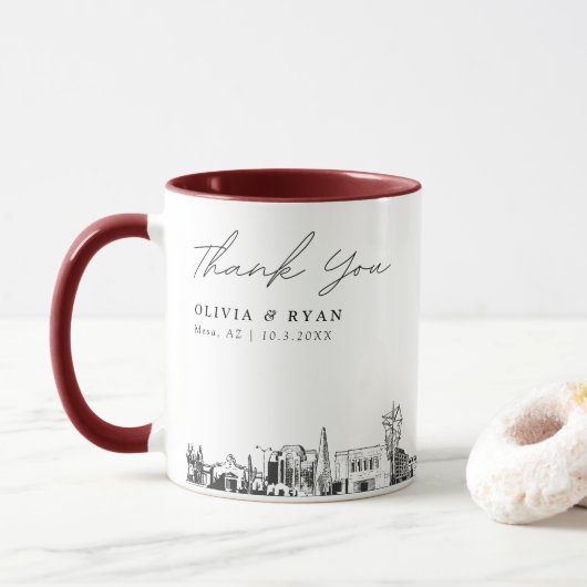 Tasse de mariage personnalisée simple croquis de l (Avec donut)