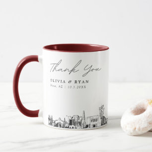 Tasse de mariage personnalisée simple esquisse de