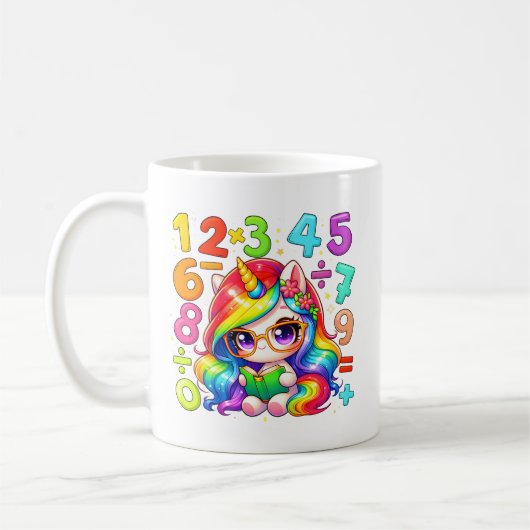 Tasse de maths avec des nombres de licorne mignonn (Gauche)
