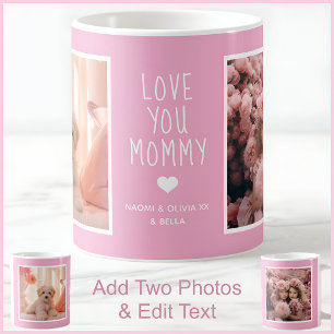 Tasse de message photo rose moderne pour la fête d