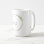 Tasse de monogramme à aquarelle vert sauge nom per (Devant droit)