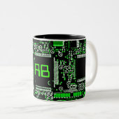 Tasse de monogramme du vert 2 de circuit (Devant droit)