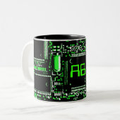 Tasse de monogramme du vert 2 de circuit (Devant gauche)