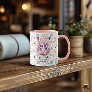 Tasse de monogramme floral Boho Chic élégant - W