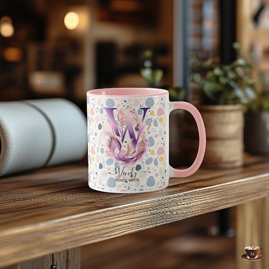 Tasse de monogramme floral Boho Chic élégant - W