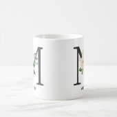 Tasse de monogramme, monogramme floral M, cadeau (Centre)