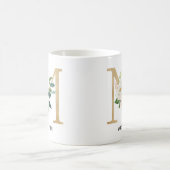 Tasse de monogramme, monogramme floral M, cadeau (Centre)