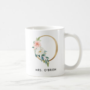 Tasse de monogramme, monogramme floral O, cadeau