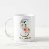 Tasse de monogramme, monogramme floral S, cadeau (Gauche)