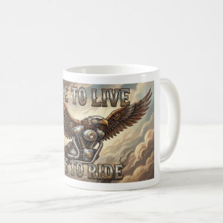 Tasse de motard « Ride to Live ». Aigle et moteur