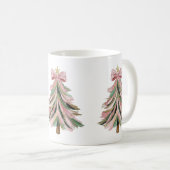 Tasse de Noël à coups de pinceau rose et vert (Devant droit)