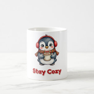 Tasse de Noël au chocolat chaud Stay Cozy Manchot