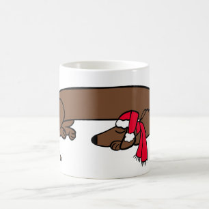 Tasse de Noël avec dachshund endormi