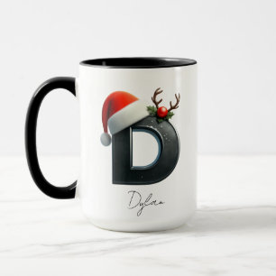 Tasse de Noël avec lettre D Nom personnalisé pou