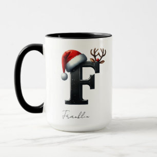 Tasse de Noël avec lettre F Tasse à nom personna