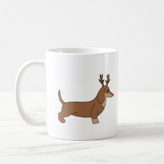 Tasse de Noël avec Teckel au Nez Rouge et Bois