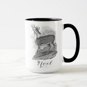 Tasse de Noël avec une belle gravure de cerf antiq