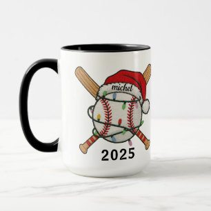 Tasse de Noël Baseball Sports 2025 Nom personnal