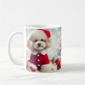 Tasse de Noël Caniche – Chien Mignon avec Chapeau  (Gauche)