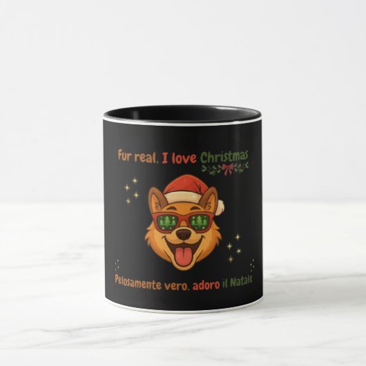 Tasse de Noël Chien Drôle – Cadeau Bilingue (Centre)