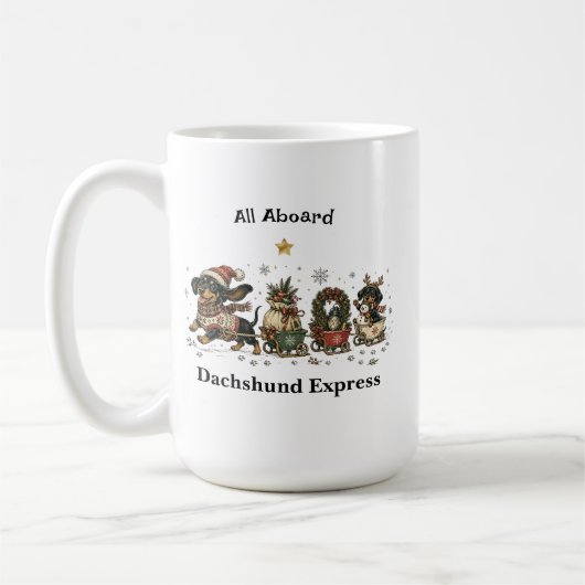 Tasse de Noël Dachshund Express (Gauche)