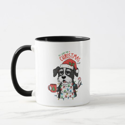 Tasse de Noël de chien drôle, café de chiot de vac (Gauche)