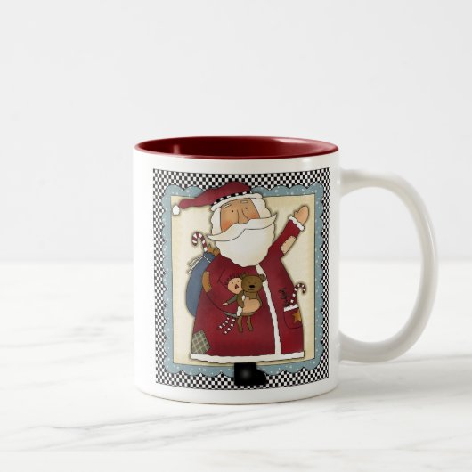 Tasse de Noël de pays de Père Noël de patchwork (Droit)