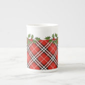 Tasse de Noël de porcelaine tendre de plaid et de (Devant)