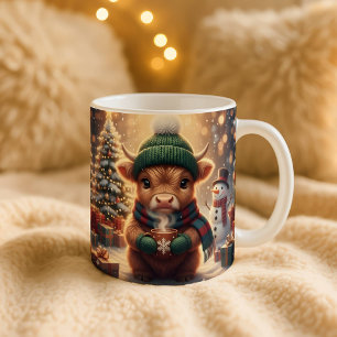 Tasse de Noël de vache des Highlands, Art de veau
