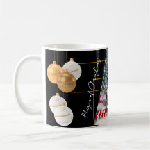 Tasse de Noël en or noir avec photo personnalisée