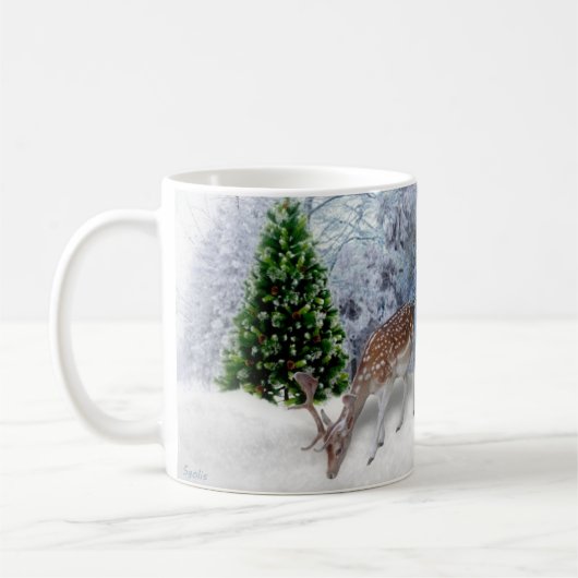 Tasse de Noël Forêt Paisible avec Cerfs (Gauche)