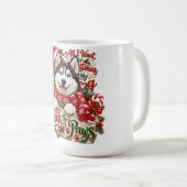 Tasse de Noël Husky Deck the Paws (Devant droit)