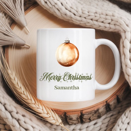 Tasse de Noël personnalisée avec nom Terreux Neutr