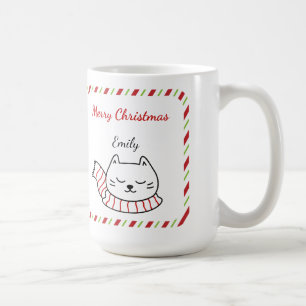 Tasse de Noël personnalisée avec un chat mignon