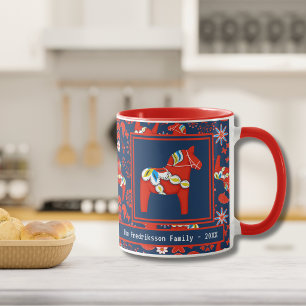 Tasse de Noël personnalisée Cheval de Dala