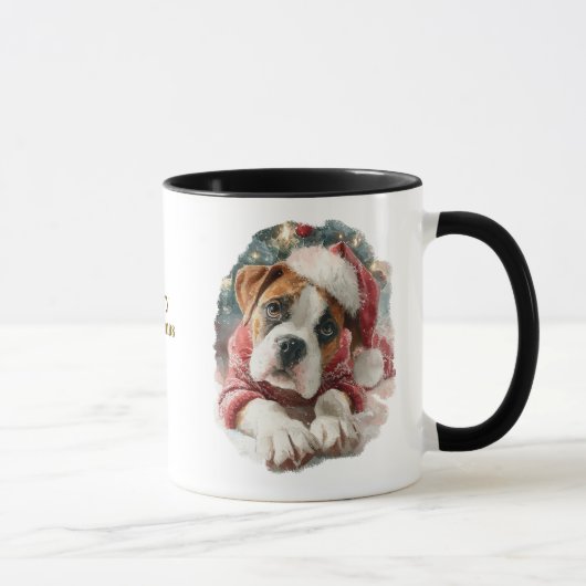 Tasse de Noël pour amateurs de chiens/ Boxer (Droite)
