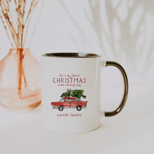 Tasse de Noël préférée Voiture rouge aquarelle